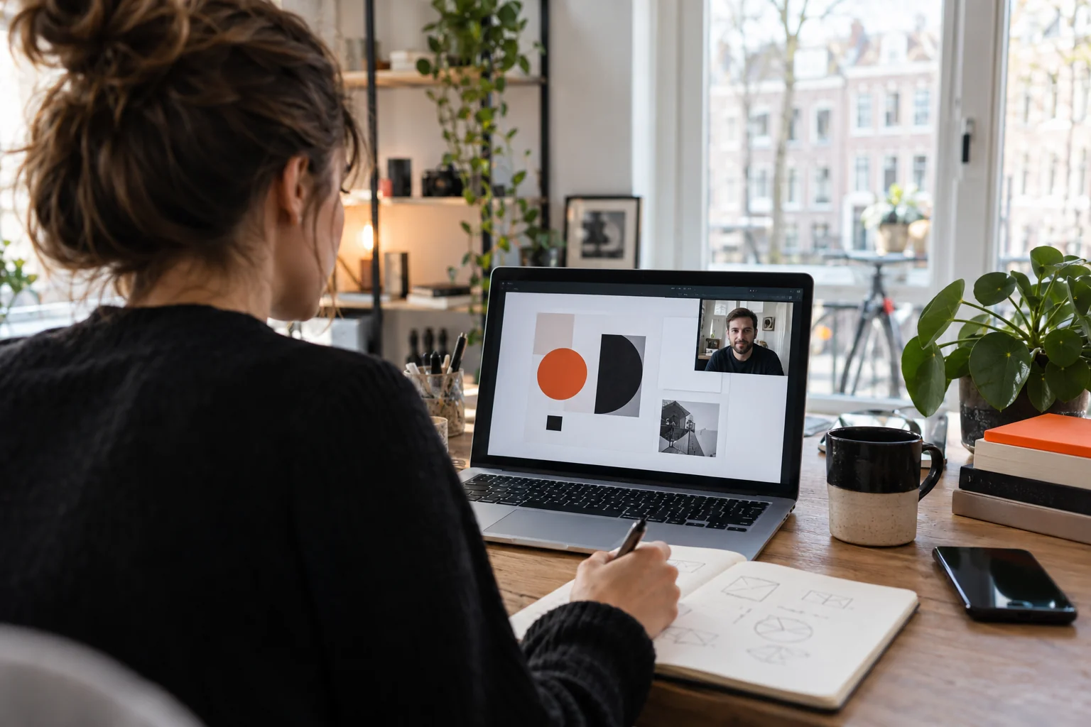 Maker werkt aan een prototype met persoonlijke begeleiding via een videogesprek